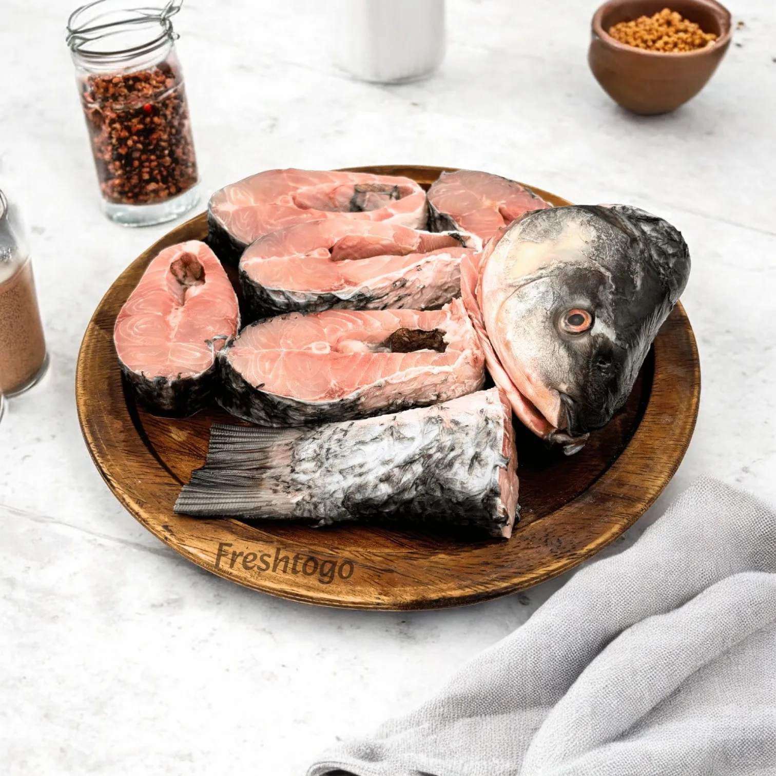1734368004Rohu (Rui) - Whole Fish Cut Into Pieces(1kg - 1.2 kg)